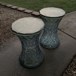 Clear Accent Stool Mcm Blue Diamond Design