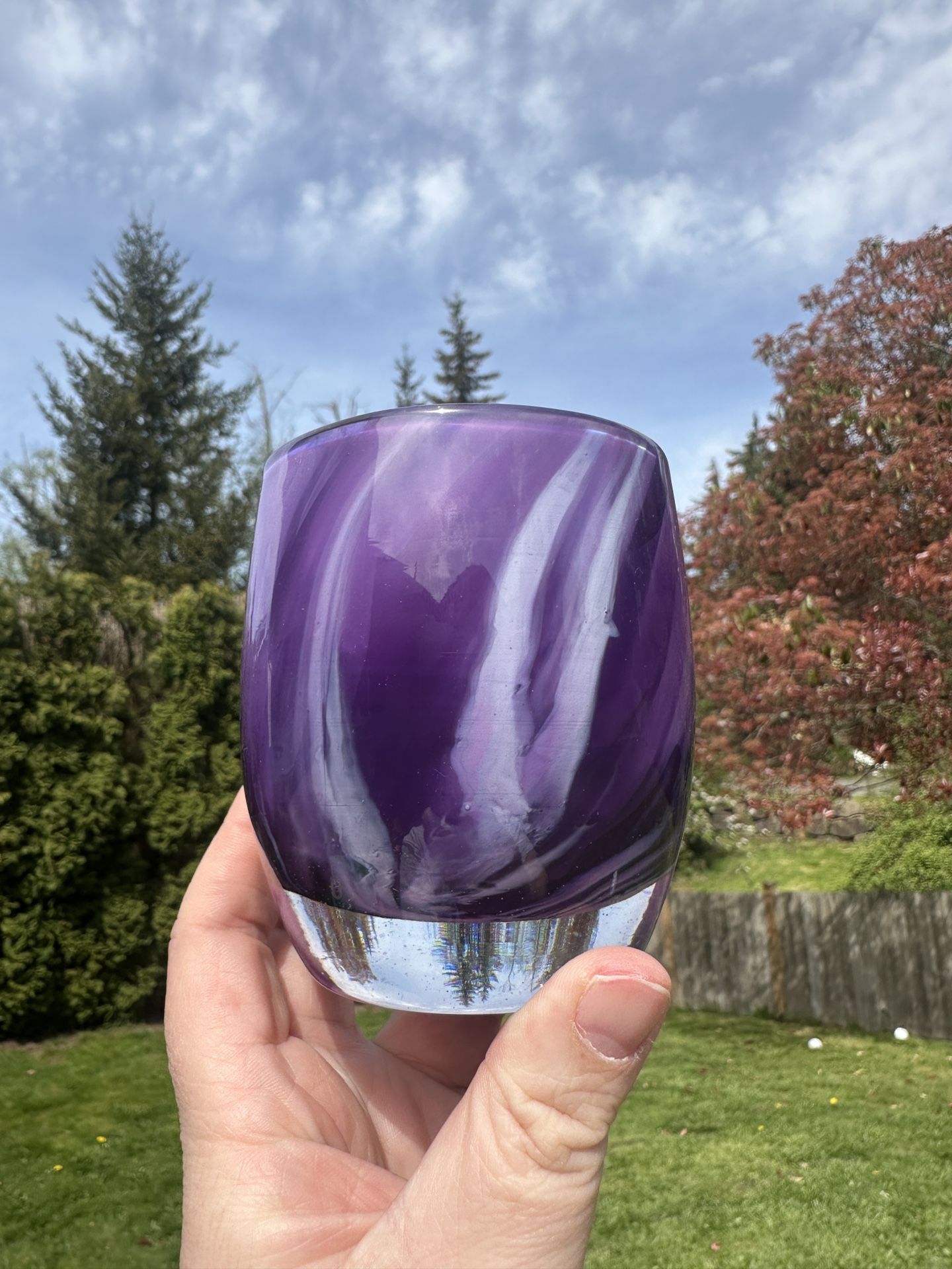 Glassybaby In Real Life Purple Swirl Candle Holder