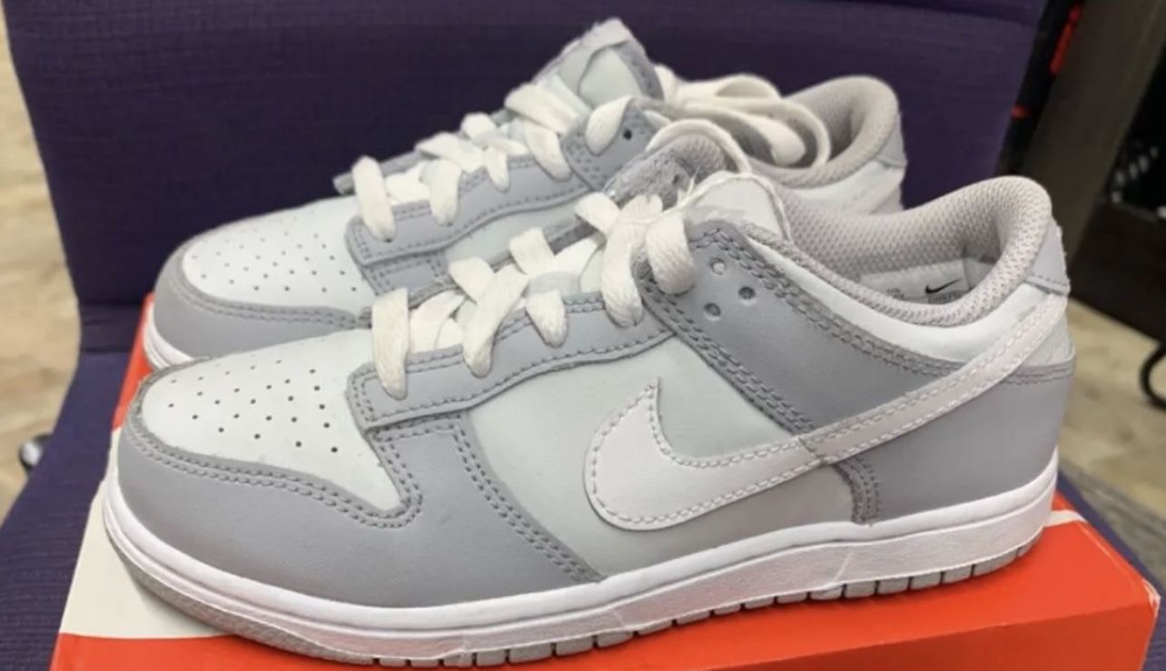 Nike Dunk Low White Wild Grey Worn Once Size 1.5y