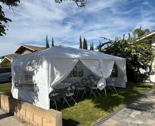 10 ft. x 20 ft. Canopy Party Tent White Wedding Party Canopy Tent Outdoor Gazebo with 6-Removable Sidewalls