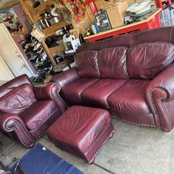 Genuine Leather Couch Chair And Ottoman!!