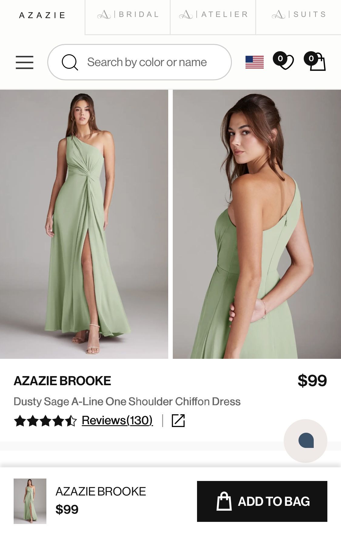 Azazie Dusty Sage Bridesmaid Dress