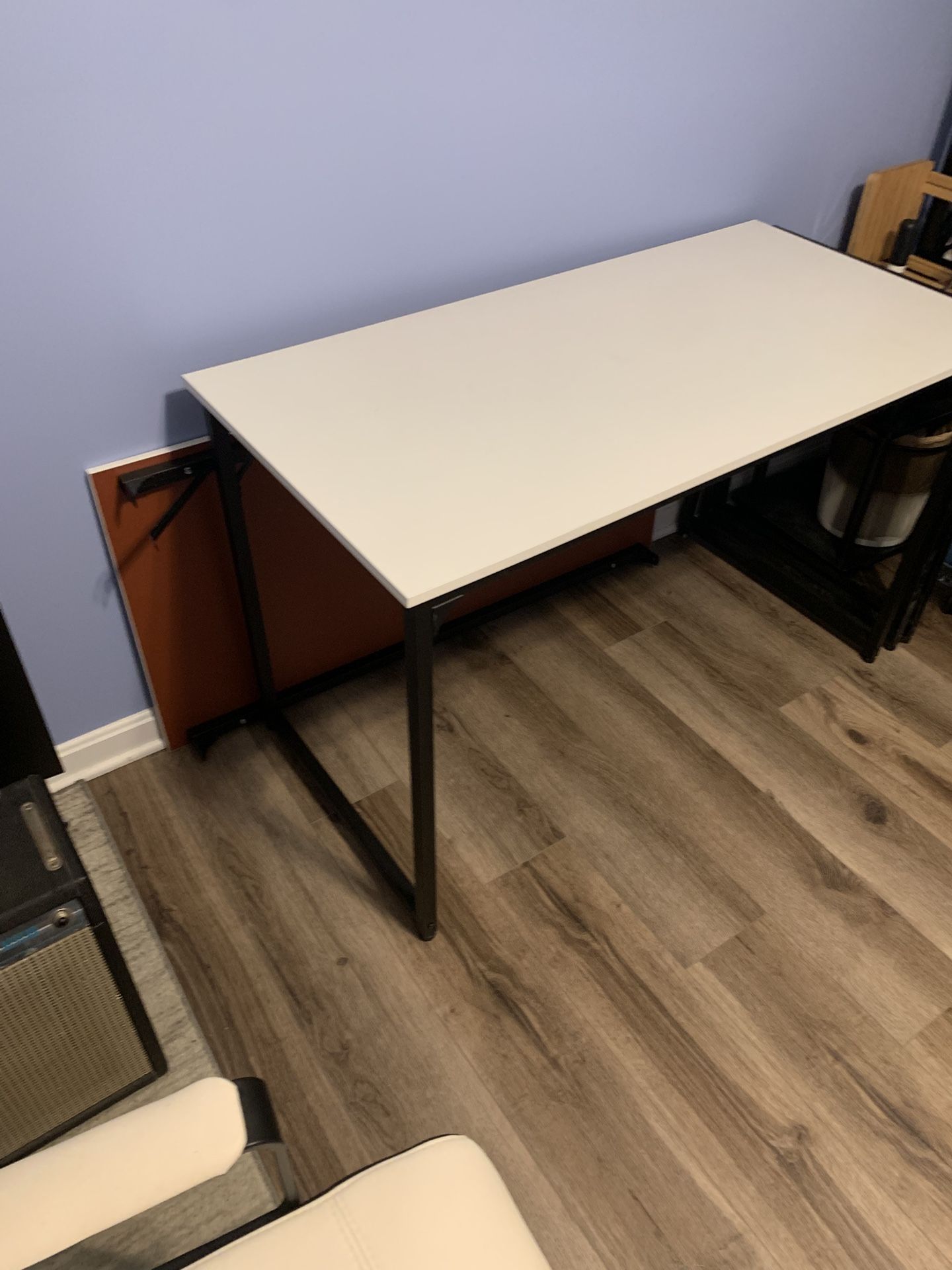 White Wooden Desk, Matching White Chair
