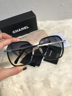 Chain NEW Design Chanel Sunglasses in deep dark green color for