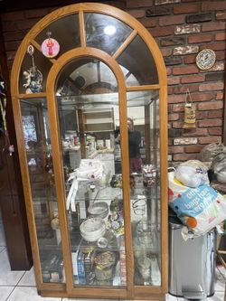 Classic glass and wood display cabinet Used Great Condition