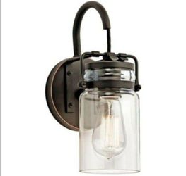 KICHLER Brinley 1-Light Olde Bronze Bathroom Indoor Wall Sconce with Clear Glass Shade