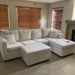 Cream Sectional With Free Ottoman ‼️all Sectionals Are Brand New Packed Un Factory Plastic ‼️