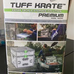 Flambeau Outdoors 455TKP Tuff Krate Premium, Kayak Tackle Storage Solution, Fishing Organizer Box with Bulk Gear Storage Lid - Gray