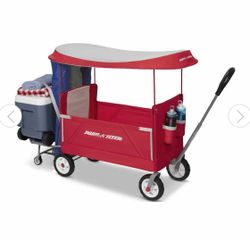 Radio Flyer, 3-in-1 Tailgater Wagon with UV Canopy, Folding Wagon, Red