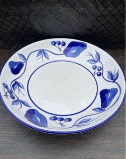 Blue & White Ceramic Bowl — 12”
