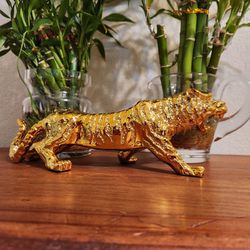 Punni Resin Gold Tiger Sculpture Collectible