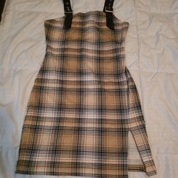 Women's Plaid Pinafore Dress
