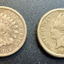 Pair Of Civil War Era Indian Cents Good Condition