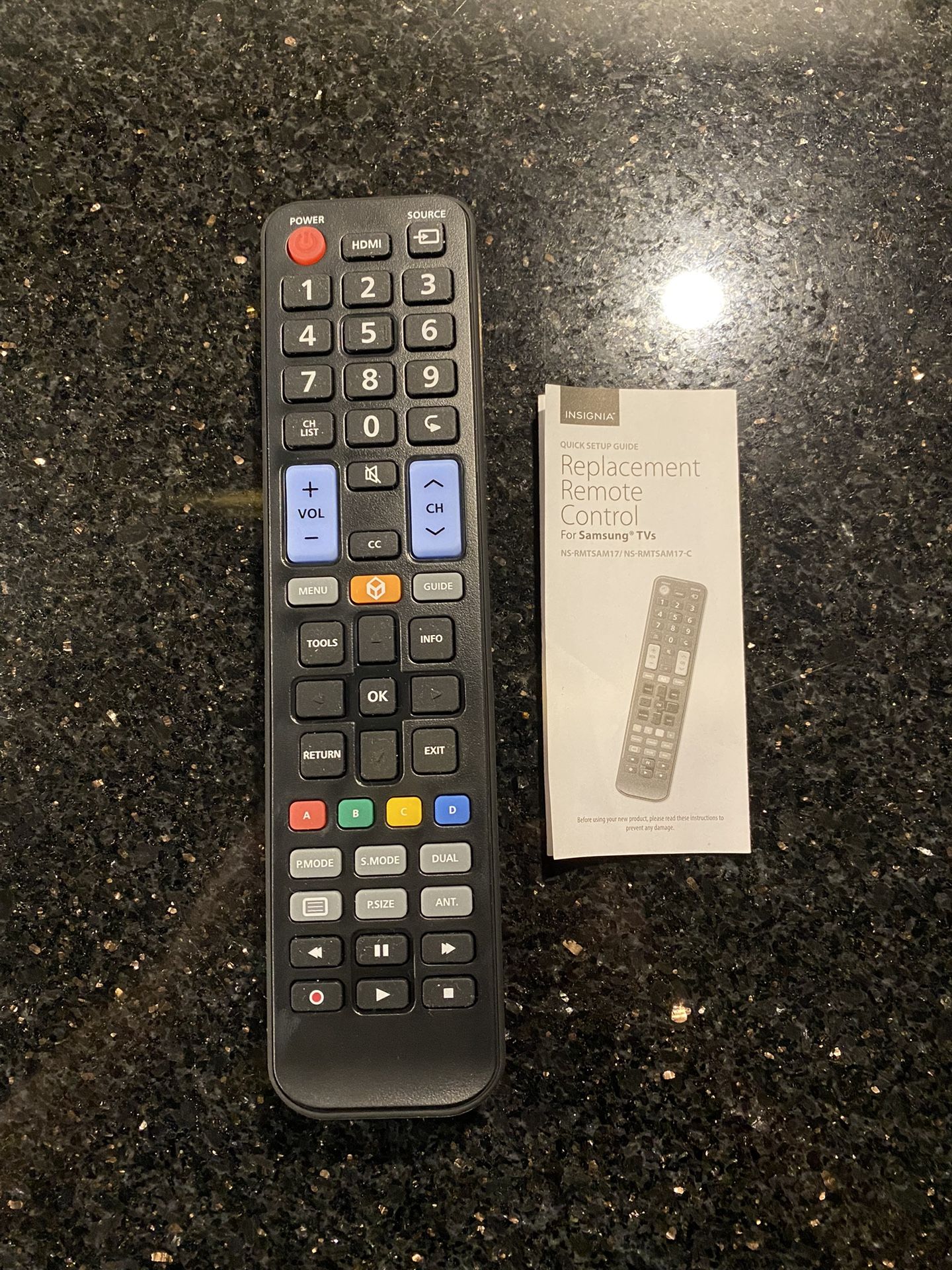 Insignia Replacement Remote Control (NS-RMTSAM17) for Nearly All Samsung T.V.s