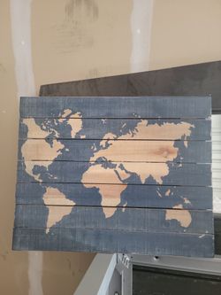 World Map On Wooden Frame