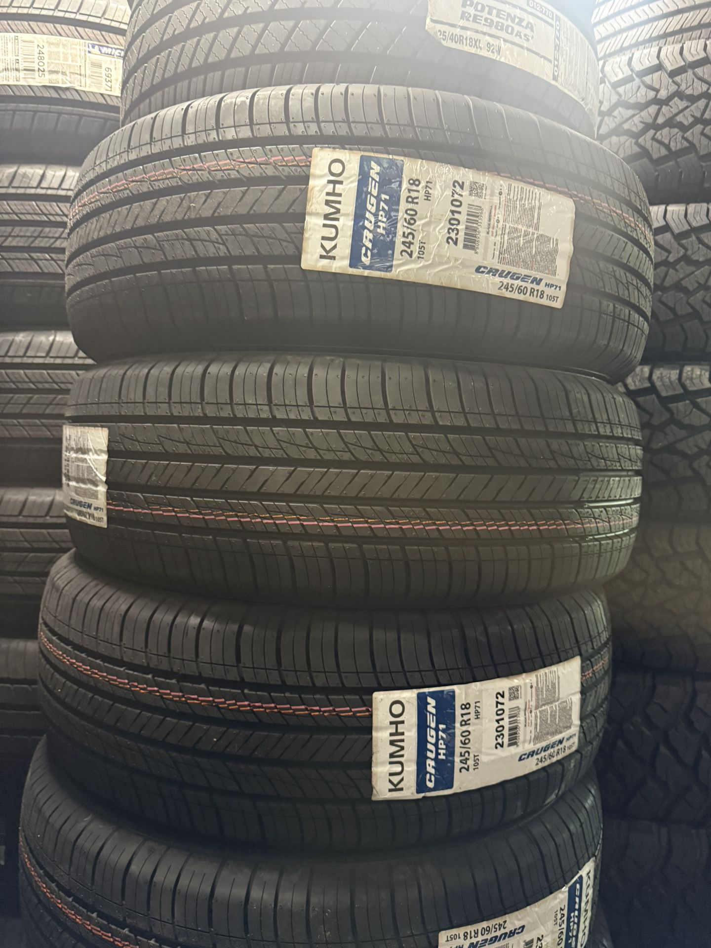 245/60/18 Kumho 4 New Tires Installed And Balanced 50,000 Miles Warranty 