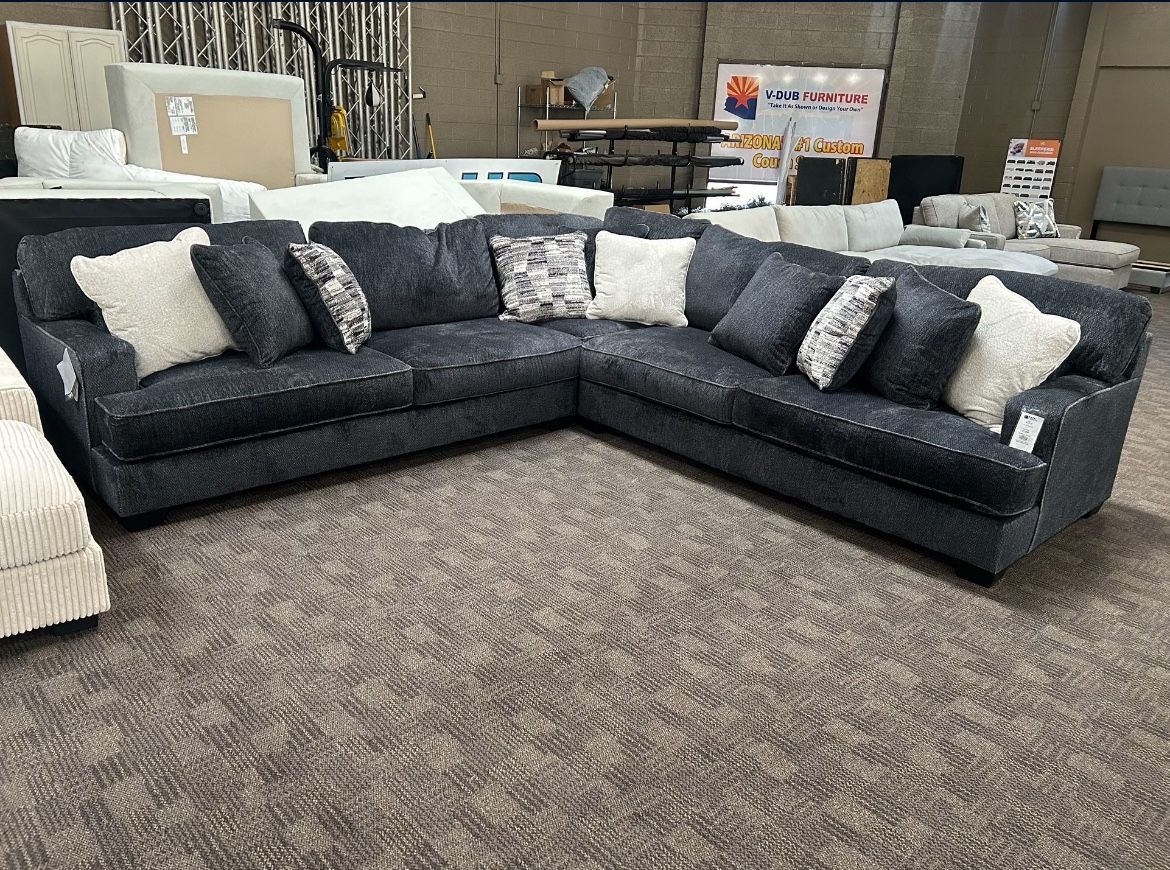 Big Black Charcoal Comfy Sectional