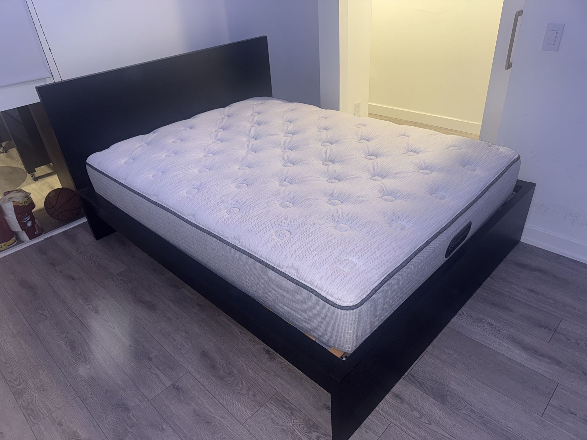 COMBO: Beautyrest 12" Medium Mattress Queen Prime & Malm BIk Queen Bed Frame (83" L X 66" W X 39" H)