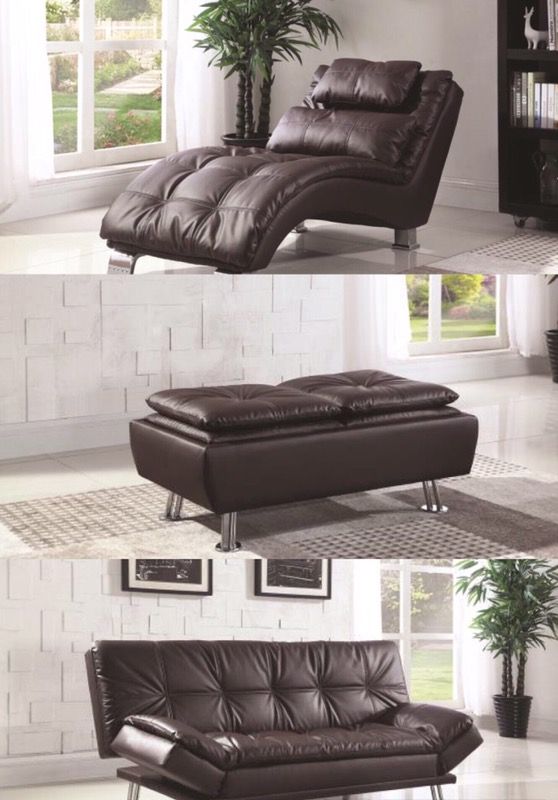 BROWN FAUX LEATHER FAMILY ROOM SET