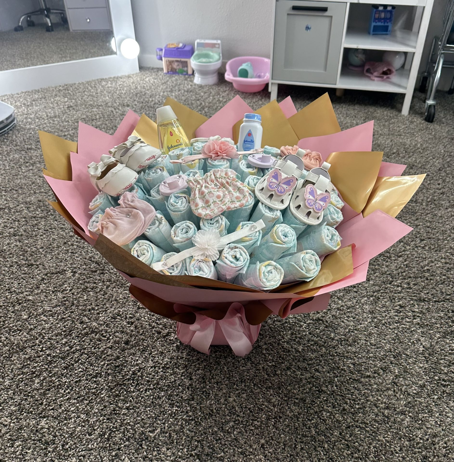 Diaper Bouquet Ready For Baby Girl