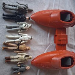 80s Star Wars Figures And Vessel 