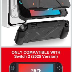 DJ&RPPQ for Nintendo Switch 2 Case 2025, TPU + PC 2 in 1 Cover Protector, Anti-Scratch, Shock-Absorption, Ergonomic Grip Design, Easy to Install for N