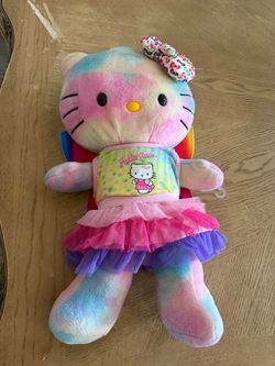 Hello Kitty Tie-Dye Rainbow Build a Bear Plush Stuffed Animal
