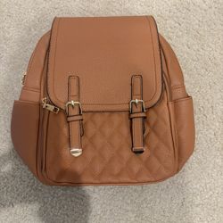 Faux Brown Leather Backpack 