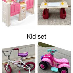 Kid Set - Bed, Desk, Bike, Car