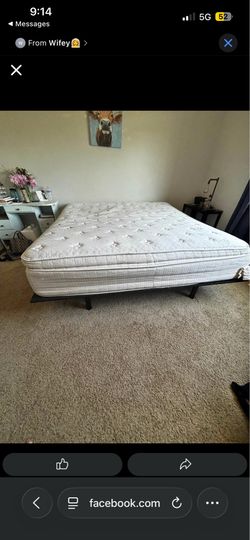 King size Serta pillow top with remote powered adjustable frame