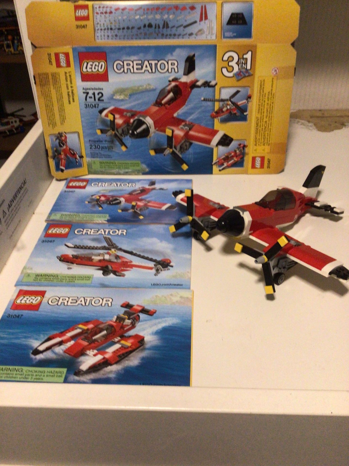 Lego Creator 3 In 1 Propeller Plane/Helicopter/Boat