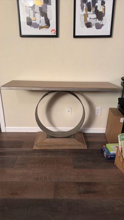 Modern style TV, stand entrance table display table, cast-iron, and Oakwood