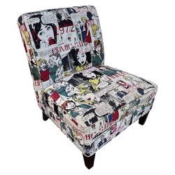 32” Vintage Comic Strip Slipper Chair Pop Art Retro Full Size Accent Seating Y2K