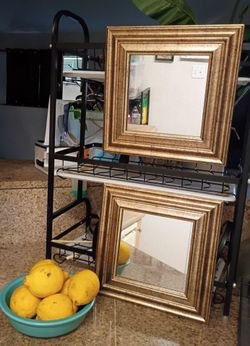 Set of 2, 10x10 gold mirrors