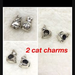 2 Pandora Cat Charms