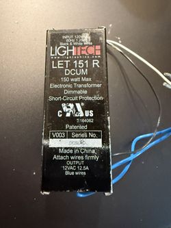 Lightech 150 watt Output 120 Volt Input Electronic Halogen Transformer (LET-151-24V), Dimmable