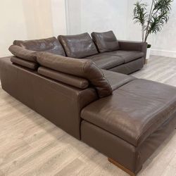 FREE DELIVERY SECTIONAL LEATHER SOFA BEAUTIFUL BROWN VERY GOOD CONDITION ITALSOFA