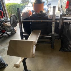 Bench W/weights And Bar
