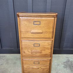 3 Drawer Solid Oak Filing Cabinet 