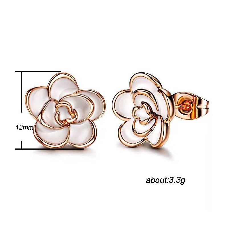 "Romantic Rose Gold Plated Stud Earrings Dainty Earrings for Women, L631
 
  