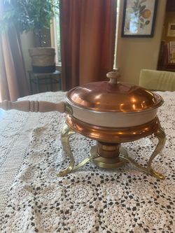 Warmer Vintage Copper & Brass Chafing Dish with