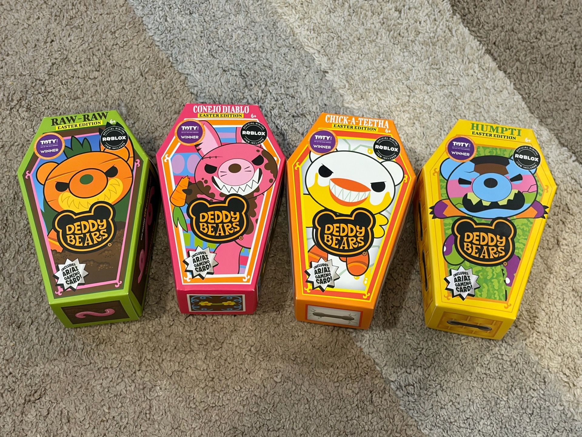 Deddy Bears Easter Edition 5in Coffin Plush Set Of 4 - NEW