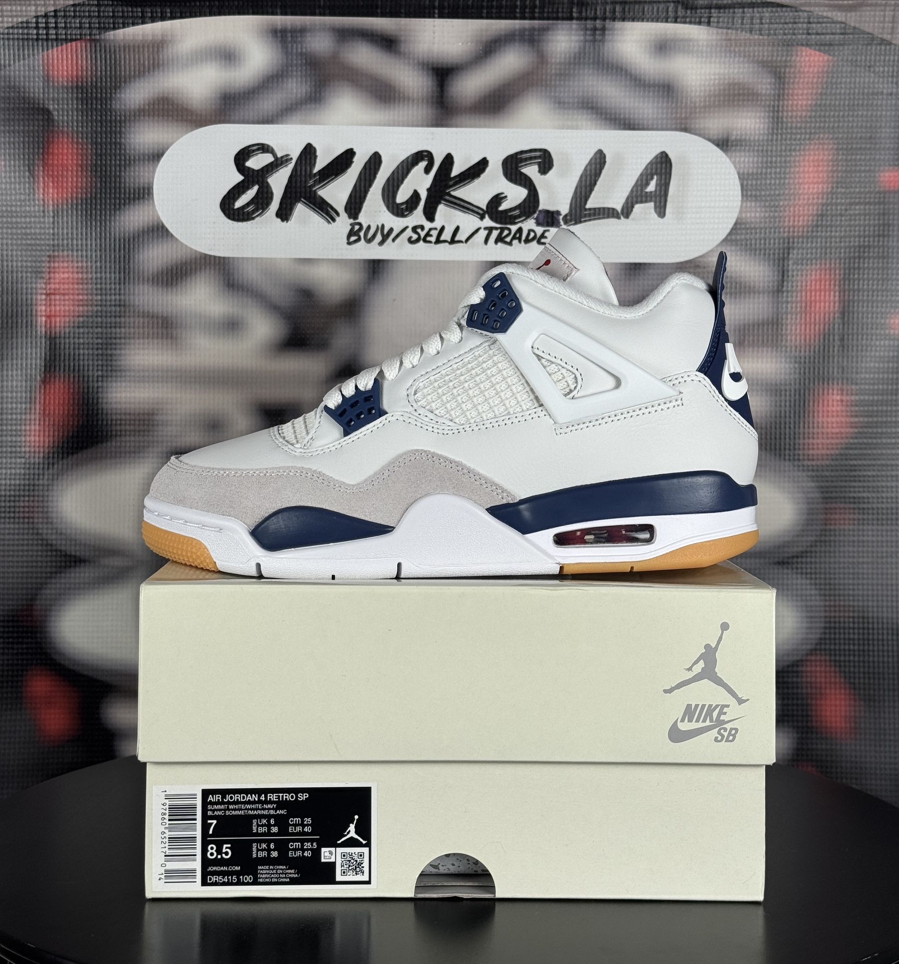 Jordan 4 Retro Sb βNavyβ Size 7Men