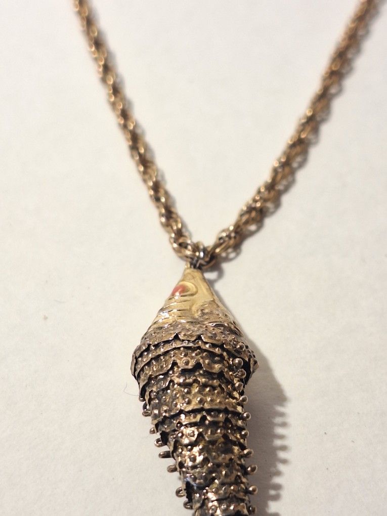 Gold Plated Over Sterling Silver Fish Pendant Necklace