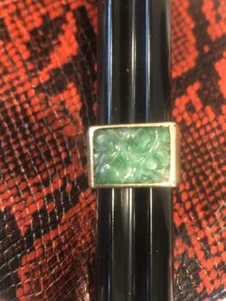 Exquisite 14k heavy vintage carved jade ring Also Available On E B A Y Since OU Won’t Ship An Item Like This