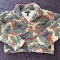 Camo Crop Teddy Sweater 