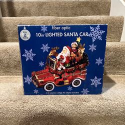 Trim A Home Fiber Optic 10in Lighted Santa Car In Box Works Christmas Vintage 