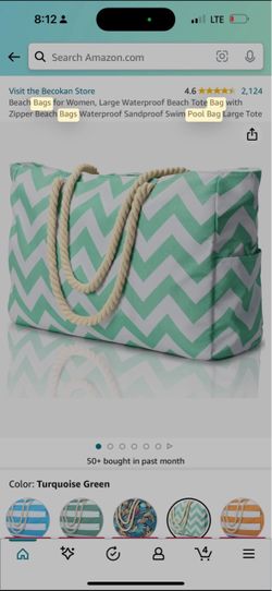 Becokan Large Waterproof Beach Tote Bag