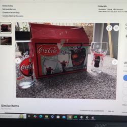 Coca Cola 6 Piece Beverage Set 16 oz Bell Glasses 1999 Snowflakes