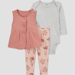 Carter's Newborn Baby Girl 3 Piece Set Size Newborn Brand New Wth Tags